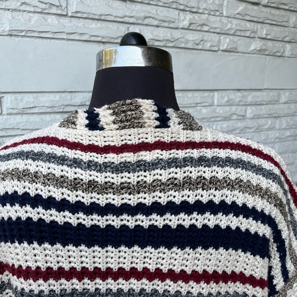 White Red Blue Korean Striped Knit Shrug, Long Shrug - Picture 5 of 12
